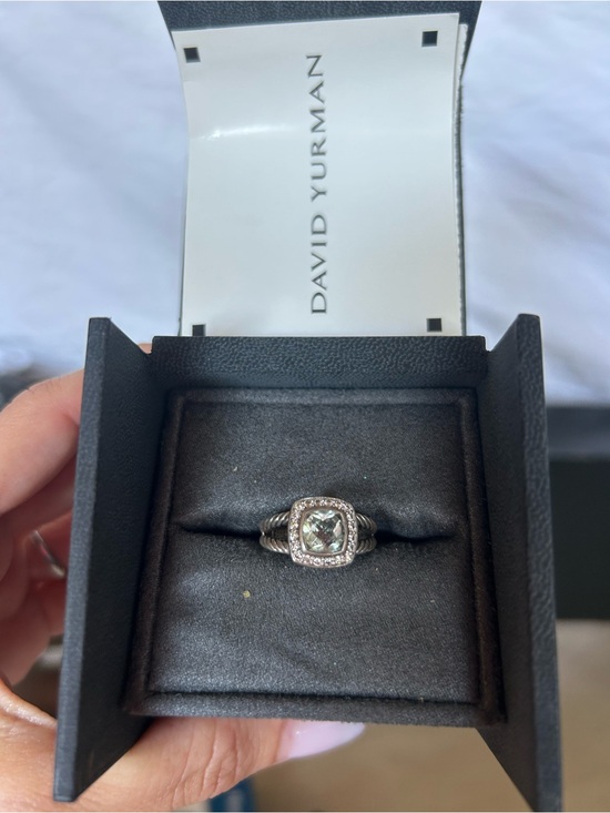 David Yurman Jewelry - David Yurman Silver Cable Halo Ring with Prasiolite center stone